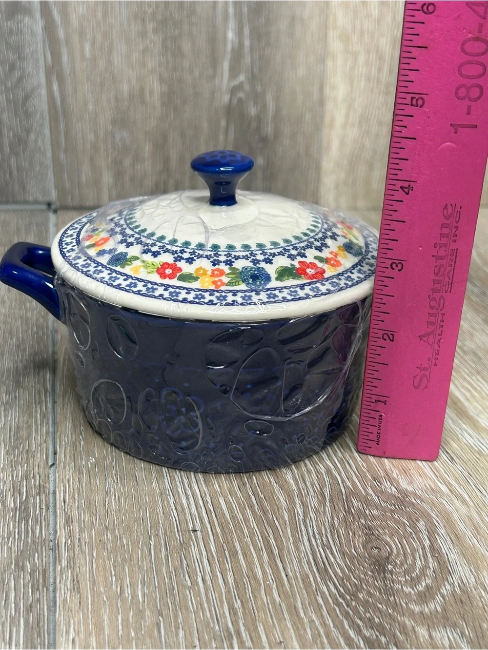 NWT Pioneer Woman Dazzling Dahlias Cobalt Mini Casserole Dish With Lid 14.4 oz⁠